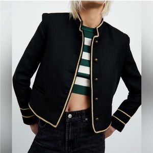 NWT Zara Cropped Jacket with Gold Military Details *Blogger Fav*